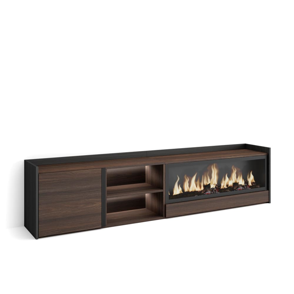 wohnli-moebel-suche-M26043291 Wohnli Möbelsuche - TV-Möbel Holzeffekt eiche schwarz 212x35x50cm Kamin mit Feuereffekt