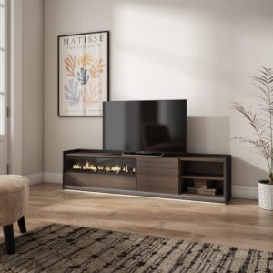 wohnli-moebel-suche-M26043296-1 TV-Möbel Holzeffekt eiche schwarz 207x37x50cm Kamin mit Feuereffekt 207x50x37cm Spanplatte Braun Skraut home Möbel Wohnzimmermöbel TV-Möbel