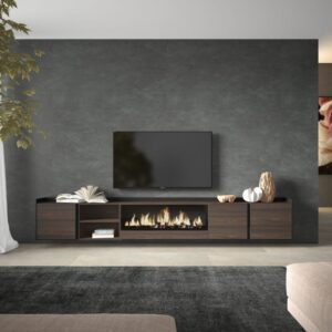 wohnli-moebel-suche-M26043303-1 TV-Möbel Holzeffekt eiche schwarz 315x35x50cm Kamin mit Feuereffekt 315x50x35cm Spanplatte Braun Skraut home Möbel Wohnzimmermöbel TV-Möbel