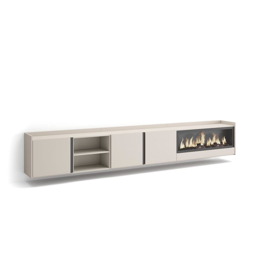 wohnli-moebel-suche-M26043304 Wohnli Möbelsuche - TV-Möbel Holzeffekt beige 315x35x50cm Kamin mit Feuereffekt XXL