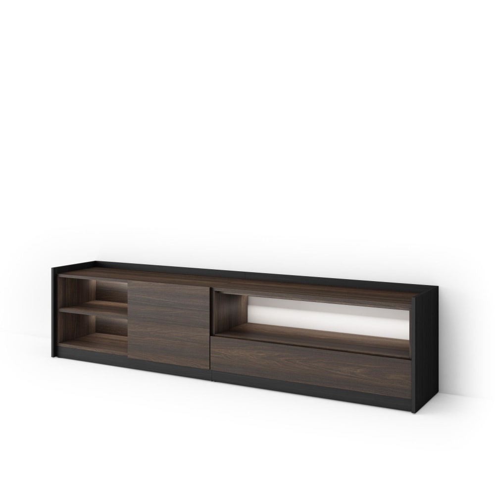 wohnli-moebel-suche-M26043307 Wohnli Möbelsuche - TV-Möbel Holzeffekt dunkler eiche und schwarz 207x37x50cm mit Led