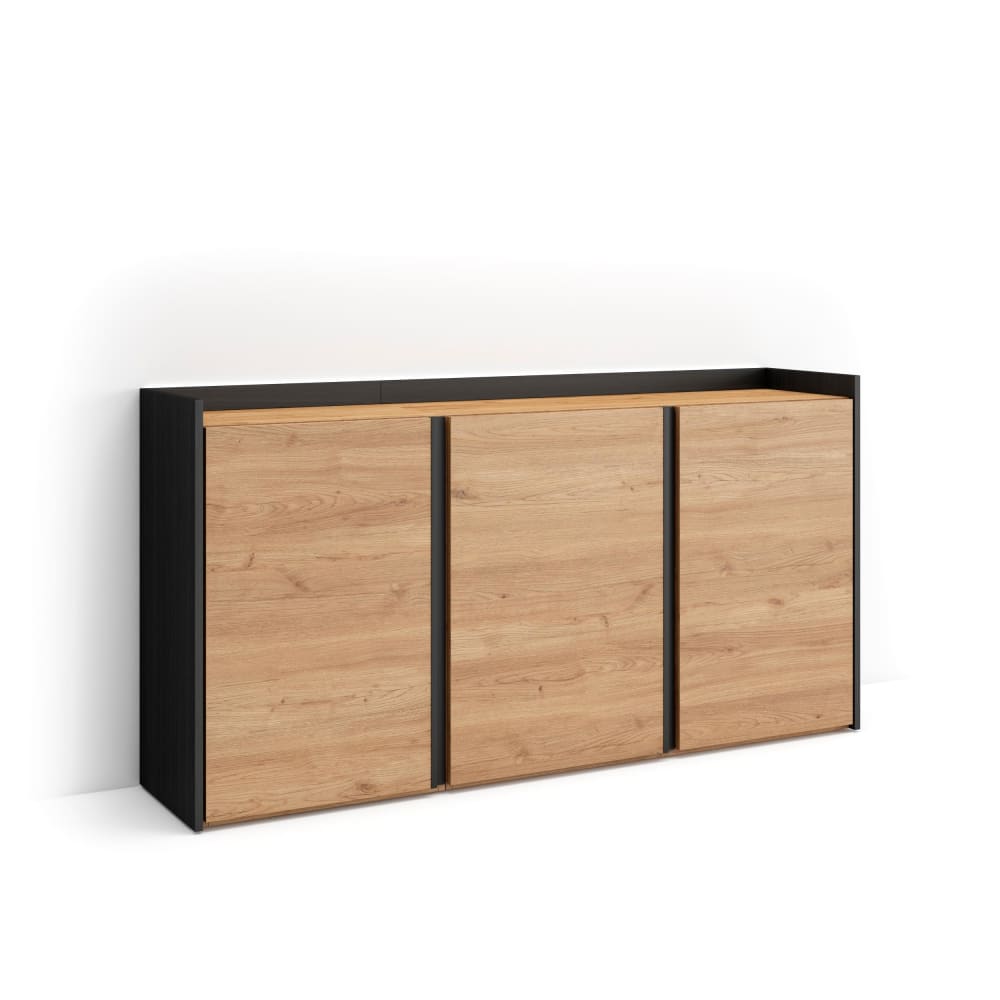 wohnli-moebel-suche-M26043313 Wohnli Möbelsuche - Sideboard Holzeffekt eiche und schwarz 156x35x80cm mit Led