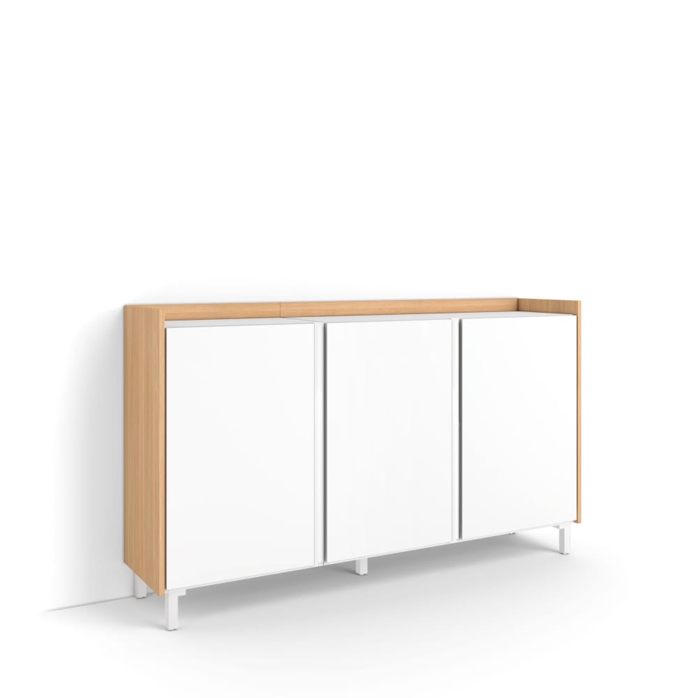 wohnli-moebel-suche-M26043315 Wohnli Möbelsuche - Sideboard Holzeffekt weiß und eiche 156x35x91cm mit Beinen