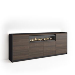 wohnli-moebel-suche-M26043316 Wohnli Möbelsuche - Sideboard Holzeffekt eiche schwarz 207x37x80cm Kamin mit Feuereffekt