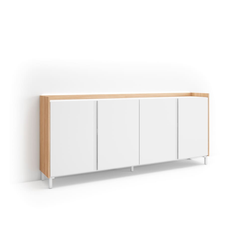 wohnli-moebel-suche-M26043318 Wohnli Möbelsuche - Sideboard Holzeffekt weiß und eiche 207x35x91cm mit Beinen