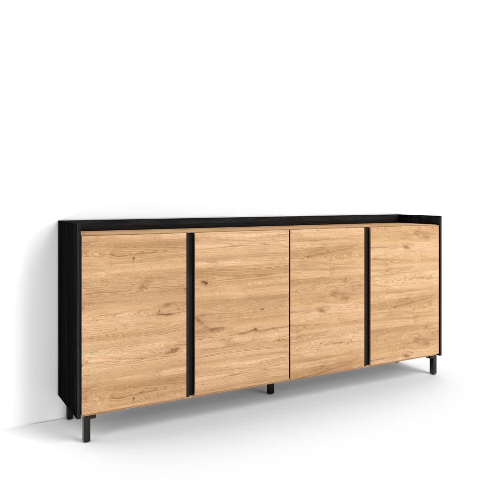 wohnli-moebel-suche-M26043320 Wohnli Möbelsuche - Sideboard Holzeffekt eiche und schwarz 207x35x91cm mit Beinen