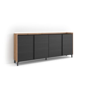 Wohnli Möbelsuche - Sideboard Holzeffekt schwarz und eiche 207x35x91cm mit Beinen