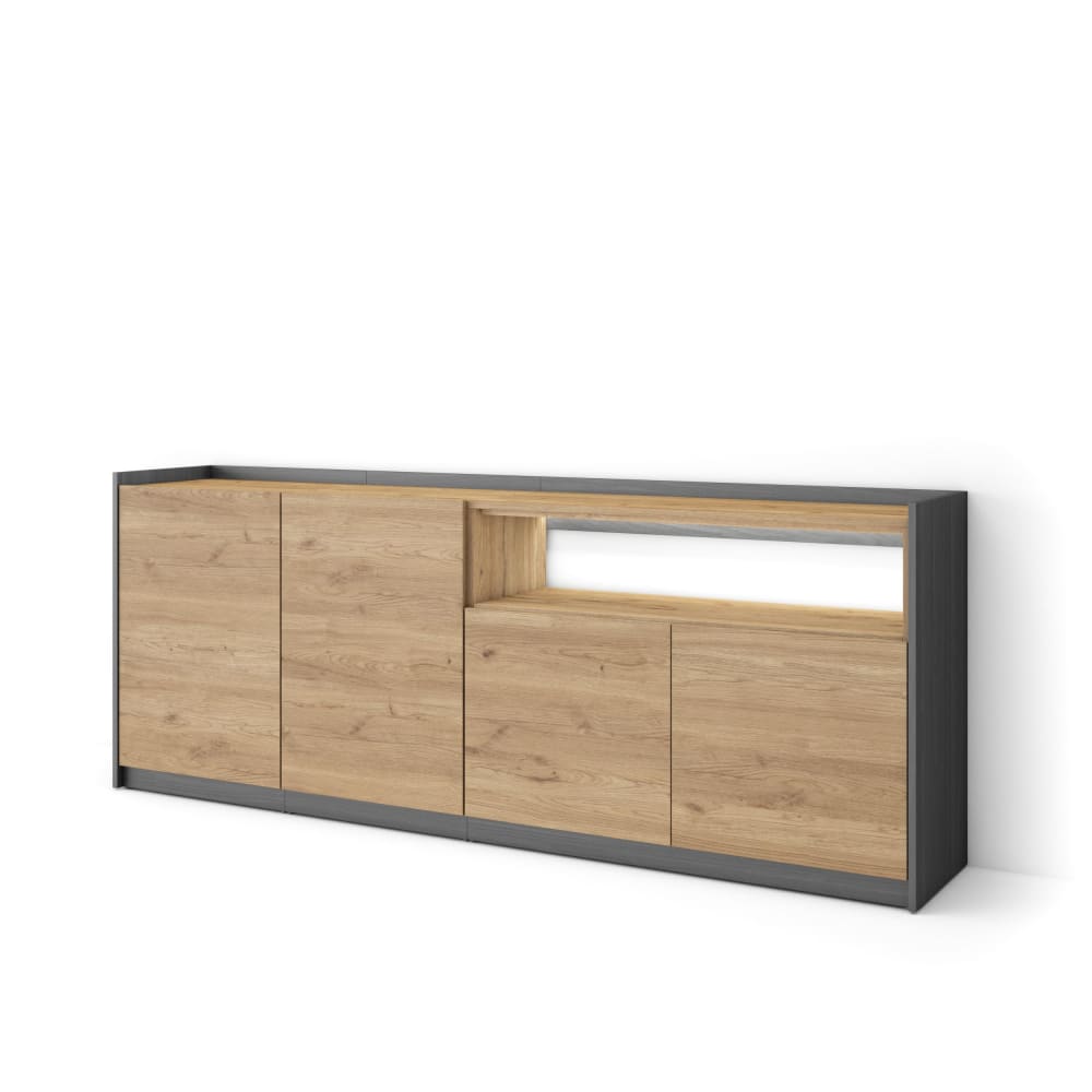 wohnli-moebel-suche-M26043325 Wohnli Möbelsuche - Sideboard Holzeffekt eiche und schwarz 207x37x80cm mit Led
