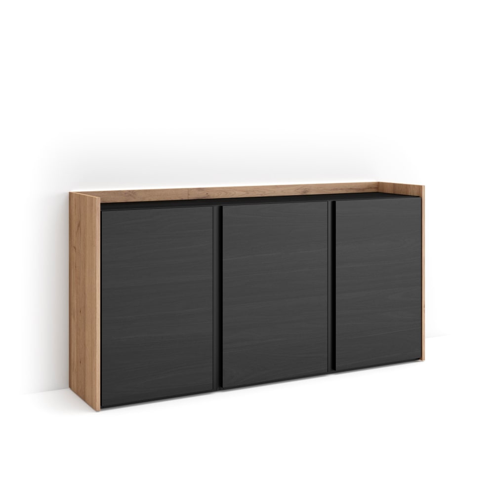 wohnli-moebel-suche-M26043326 Wohnli Möbelsuche - Sideboard Holzeffekt schwarz und eiche 156x35x80cm mit Led