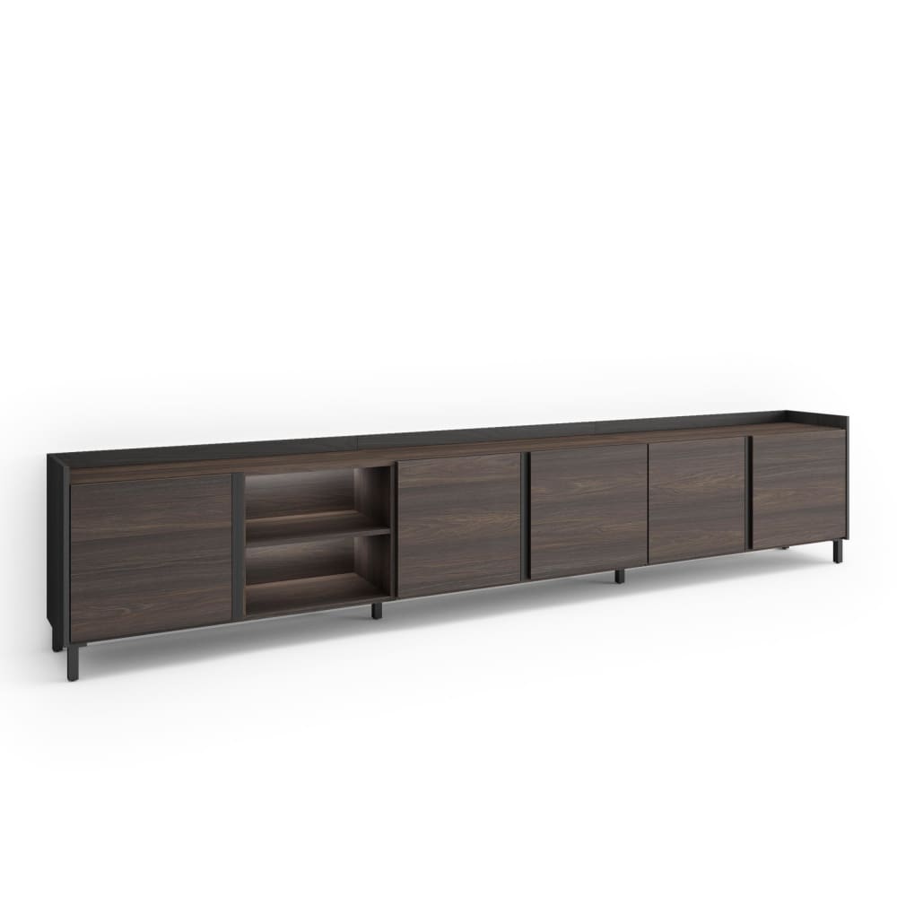 wohnli-moebel-suche-M26043330 Wohnli Möbelsuche - TV-Möbel Holzeffekt dunkler eiche und schwarz 309x35x61cm mit Beinen