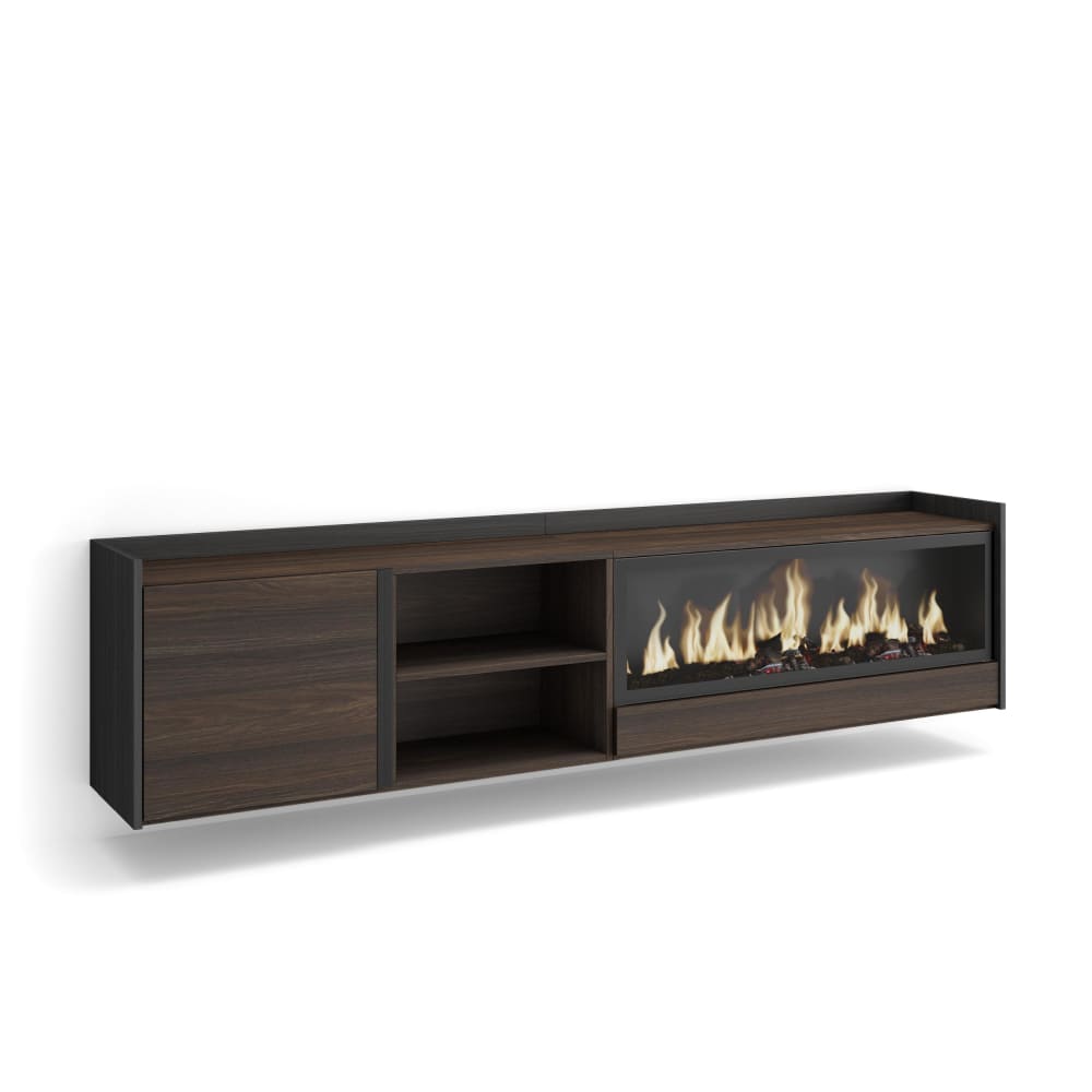 wohnli-moebel-suche-M26043335 Wohnli Möbelsuche - TV-Möbel Holzeffekt eiche schwarz 212x35x50cm Kamin mit Feuereffekt