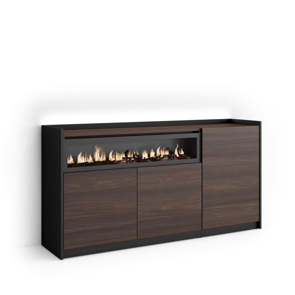 wohnli-moebel-suche-M26043338 Wohnli Möbelsuche - Sideboard Holzeffekt eiche schwarz 156x37x80cm Kamin mit Feuereffekt