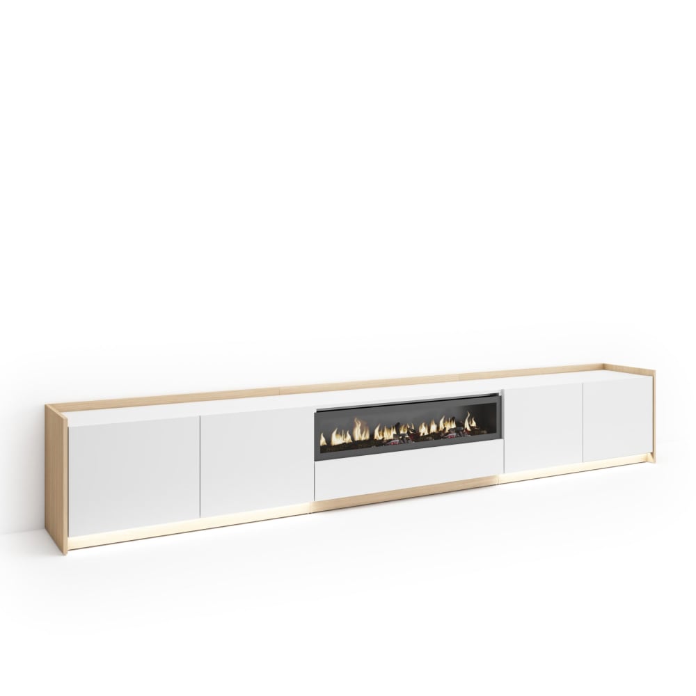 wohnli-moebel-suche-M26043339 Wohnli Möbelsuche - TV-Möbel Holzeffekt weiß und eiche 310x37x50cm Kamin mit Feuereffekt