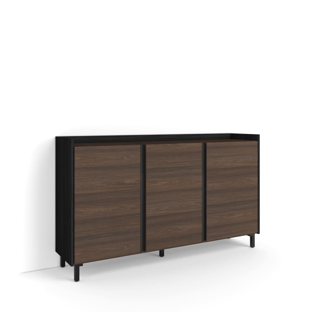 wohnli-moebel-suche-M26043343 Wohnli Möbelsuche - Sideboard Holzeffekt dunkler eiche und schwarz 156x35x91cm mit Beinen