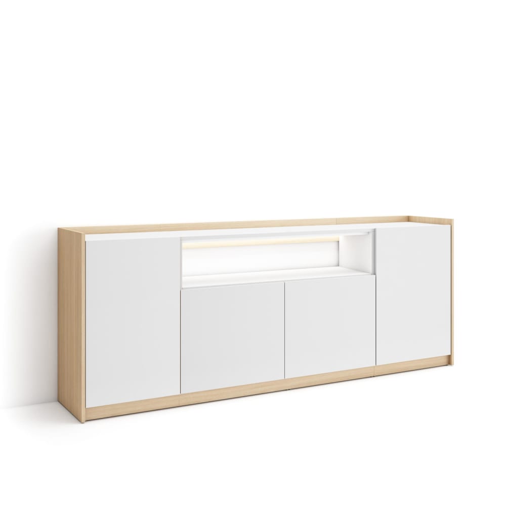 wohnli-moebel-suche-M26043345 Wohnli Möbelsuche - Sideboard Holzeffekt weiß und eiche 207x37x80cm mit Led