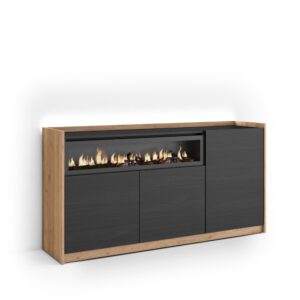 wohnli-moebel-suche-M26043347 Wohnli Möbelsuche - Sideboard Holzeffekt schwarz eiche 156x37x80cm Kamin mit Feuereffekt