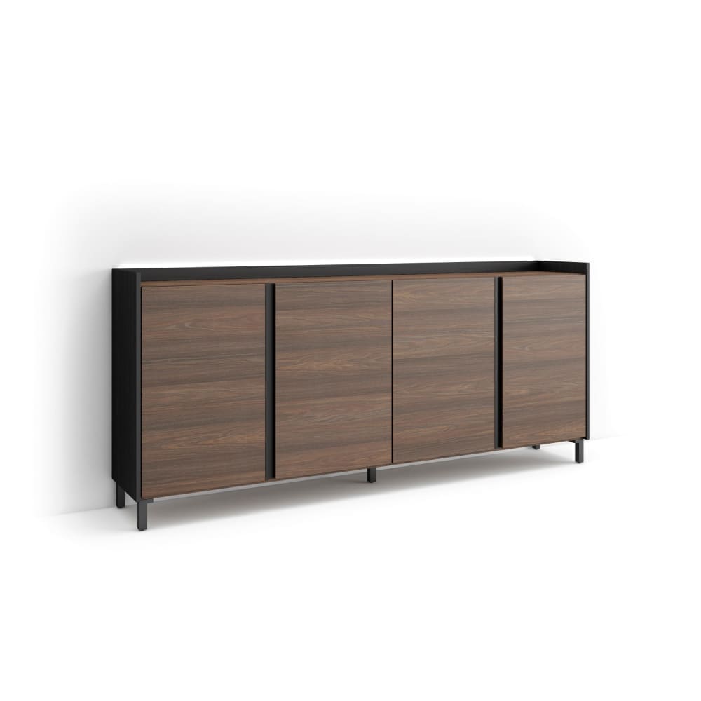 wohnli-moebel-suche-M26043350 Wohnli Möbelsuche - Sideboard Holzeffekt dunkler eiche und schwarz 207x35x91cm mit Beinen