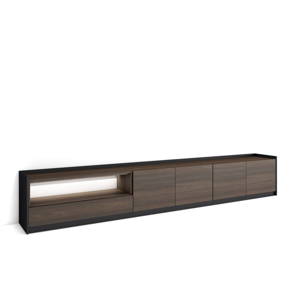 wohnli-moebel-suche-M26043362 Wohnli Möbelsuche - TV-Möbel Holzeffekt dunkler eiche und schwarz 310x37x50cm mit Led