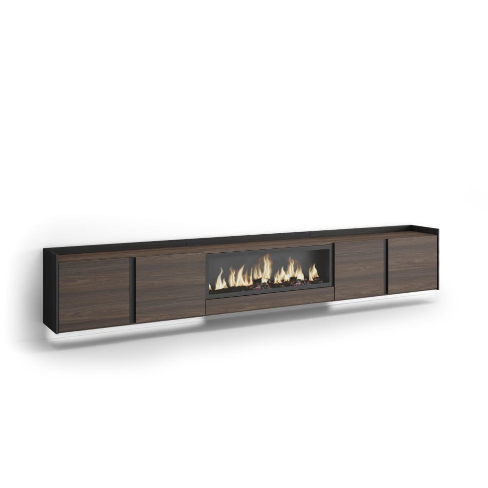 wohnli-moebel-suche-M26043363 Wohnli Möbelsuche - TV-Möbel Holzeffekt eiche schwarz 315x35x50cm Kamin mit Feuereffekt