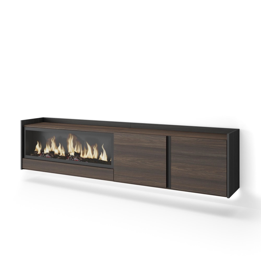 wohnli-moebel-suche-M26043367 Wohnli Möbelsuche - TV-Möbel Holzeffekt eiche schwarz 212x35x50cm Kamin mit Feuereffekt