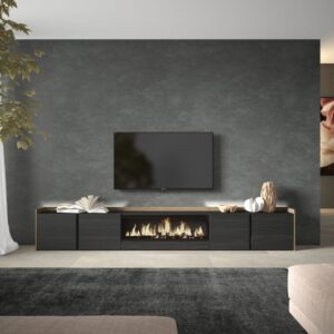 wohnli-moebel-suche-M26043368-1 TV-Möbel Holzeffekt schwarz eiche 315x35x50cm Kamin mit Feuereffekt 315x50x35cm Spanplatte Schwarz Skraut home Möbel Wohnzimmermöbel TV-Möbel