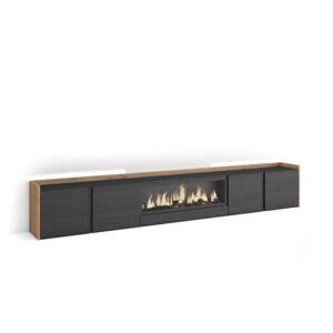 wohnli-moebel-suche-M26043368 Wohnli Möbelsuche - TV-Möbel Holzeffekt schwarz eiche 315x35x50cm Kamin mit Feuereffekt