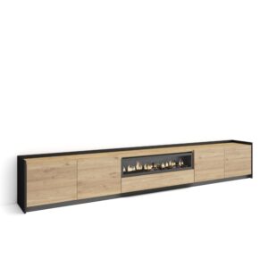 wohnli-moebel-suche-M26043372 Wohnli Möbelsuche - TV-Möbel Holzeffekt eiche schwarz 310x37x50cm Kamin mit Feuereffekt