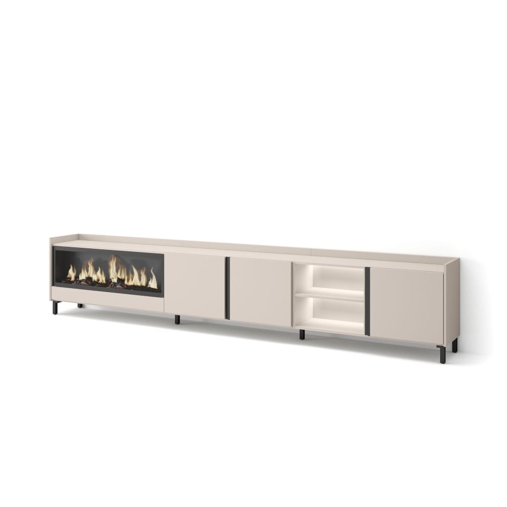 wohnli-moebel-suche-M26043373 Wohnli Möbelsuche - TV-Möbel Holzeffekt beige 315x35x61cm Kamin mit Feuereffekt XXL