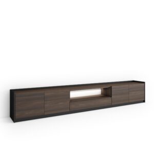 Wohnli Möbelsuche - TV-Möbel Holzeffekt dunkler eiche und schwarz 310x37x50cm mit Led