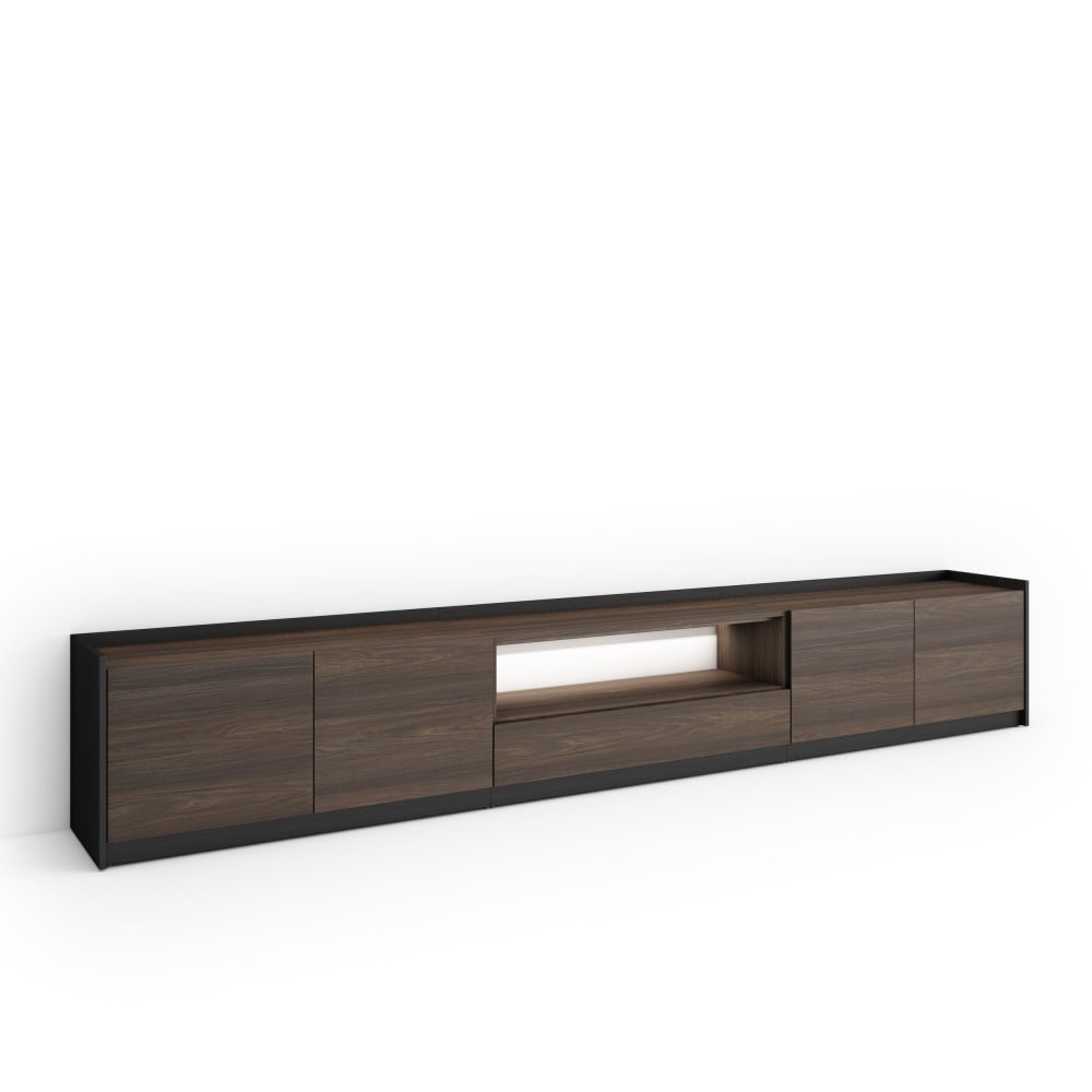 wohnli-moebel-suche-M26043374 Wohnli Möbelsuche - TV-Möbel Holzeffekt dunkler eiche und schwarz 310x37x50cm mit Led