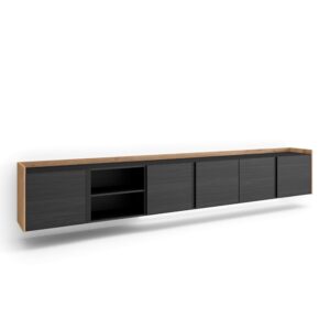 Wohnli Möbelsuche - TV-Möbel Holzeffekt schwarz und eiche 309x35x50cm Hängend