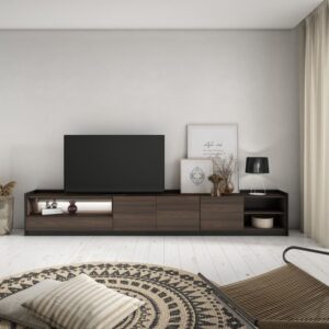 TV-Möbel Holzeffekt dunkler eiche und schwarz 310x37x50cm mit Led 310x50x37cm Spanplatte Braun Skraut home Möbel Wohnzimmermöbel TV-Möbel