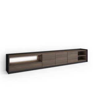 Wohnli Möbelsuche - TV-Möbel Holzeffekt dunkler eiche und schwarz 310x37x50cm mit Led