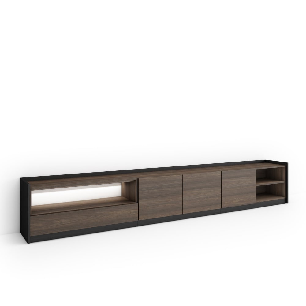 wohnli-moebel-suche-M26043389 Wohnli Möbelsuche - TV-Möbel Holzeffekt dunkler eiche und schwarz 310x37x50cm mit Led