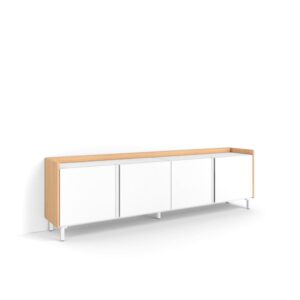 Wohnli Möbelsuche - TV-Möbel Holzeffekt weiß und eiche 207x35x61cm mit Beinen