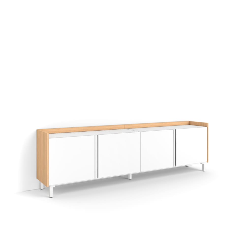 Wohnli Möbelsuche - TV-Möbel Holzeffekt weiß und eiche 207x35x61cm mit Beinen