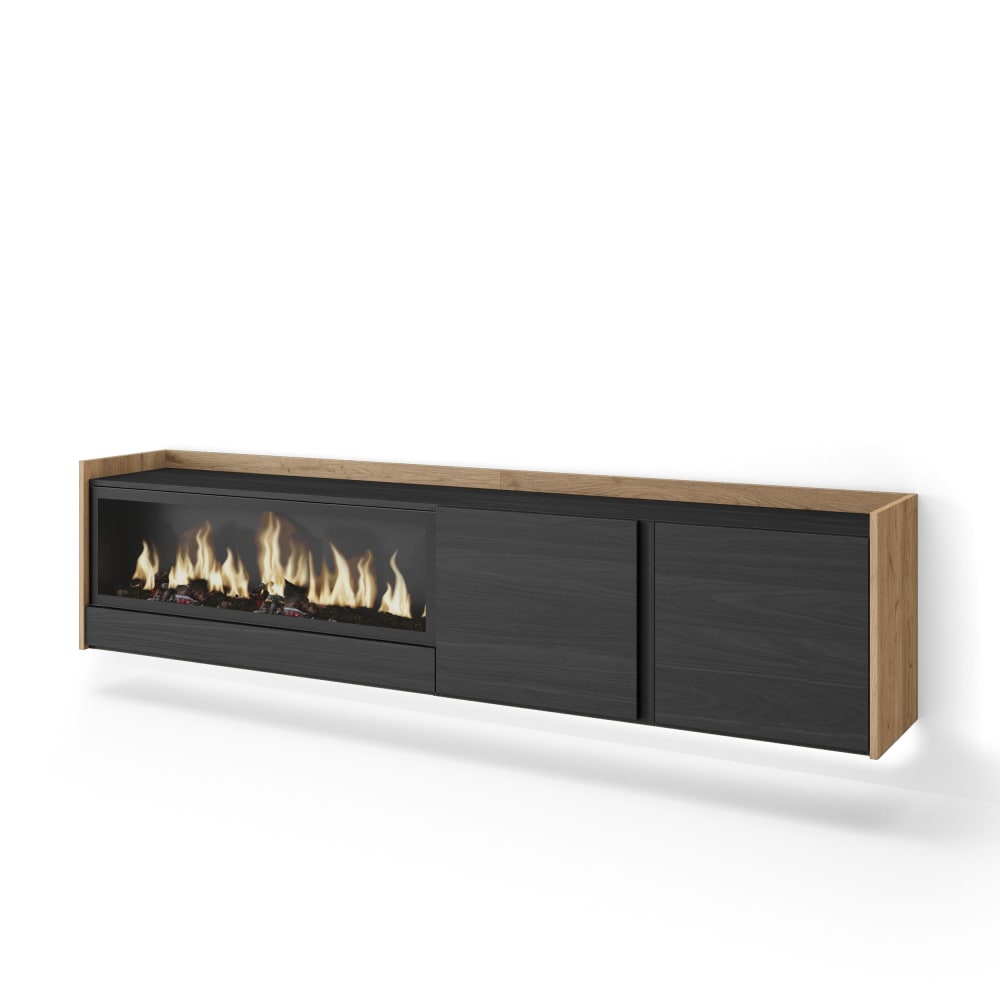 wohnli-moebel-suche-M26043391 Wohnli Möbelsuche - TV-Möbel Holzeffekt schwarz eiche 212x35x50cm Kamin mit Feuereffekt