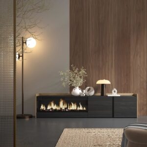 wohnli-moebel-suche-M26043392-1 TV-Möbel Holzeffekt schwarz eiche 212x35x50cm Kamin mit Feuereffekt 212x50x35cm Spanplatte Schwarz Skraut home Möbel Wohnzimmermöbel TV-Möbel