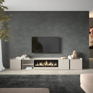 wohnli-moebel-suche-M26043396-1 TV-Möbel Holzeffekt beige 315x35x50cm Kamin mit Feuereffekt XXL 315x50x35cm Spanplatte Beige Skraut home Möbel Wohnzimmermöbel TV-Möbel