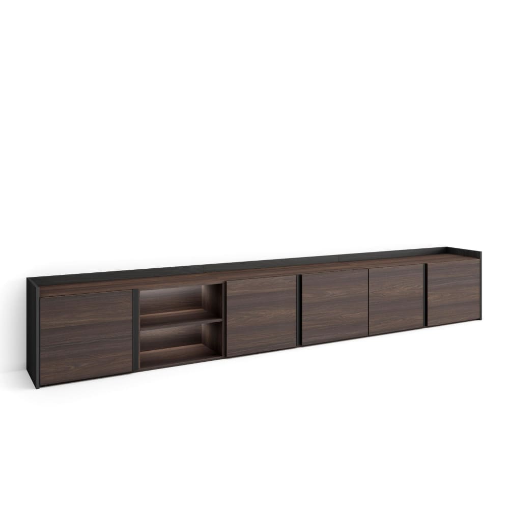 wohnli-moebel-suche-M26043404 Wohnli Möbelsuche - TV-Möbel Holzeffekt dunkler eiche und schwarz 309x35x50cm mit Led