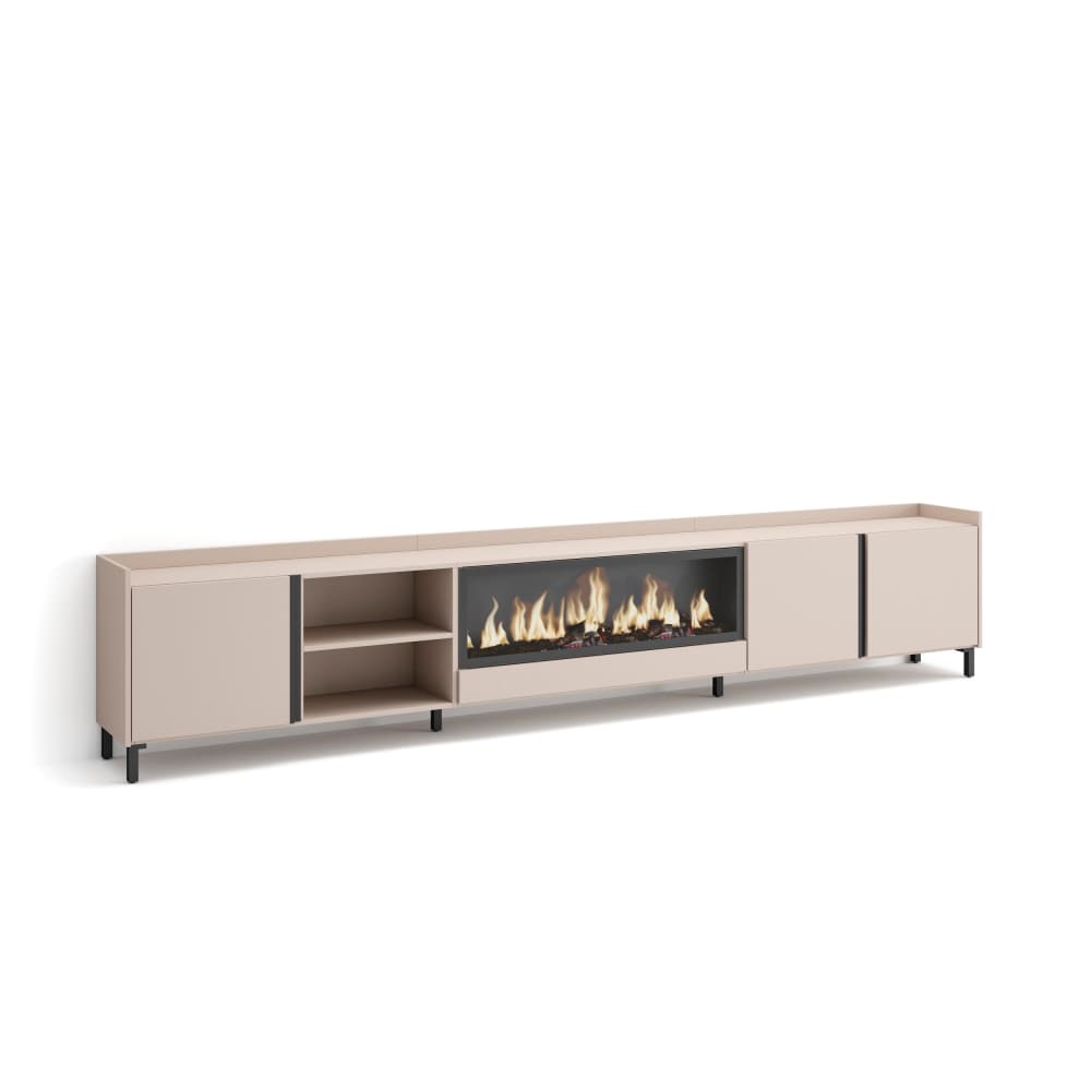 wohnli-moebel-suche-M26043408 Wohnli Möbelsuche - TV-Möbel Holzeffekt beige 315x35x61cm Kamin mit Feuereffekt XXL