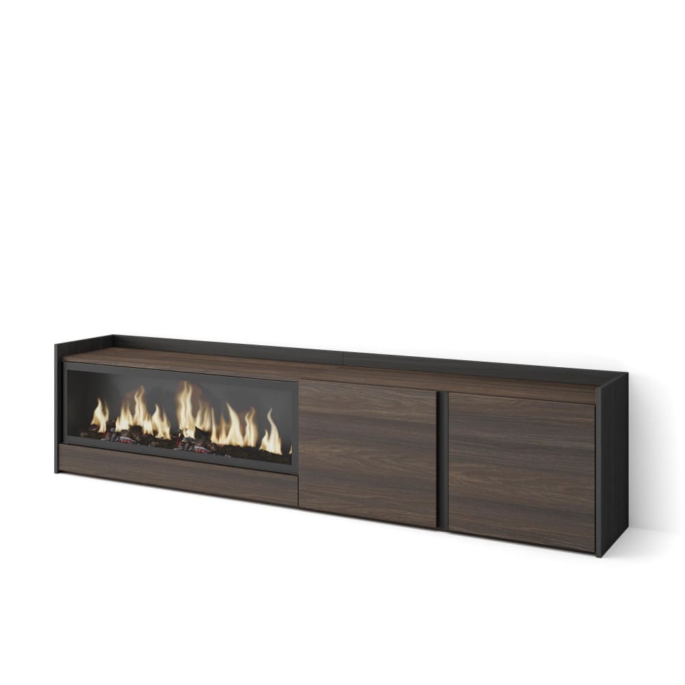 wohnli-moebel-suche-M26043413 Wohnli Möbelsuche - TV-Möbel Holzeffekt eiche schwarz 212x35x50cm Kamin mit Feuereffekt
