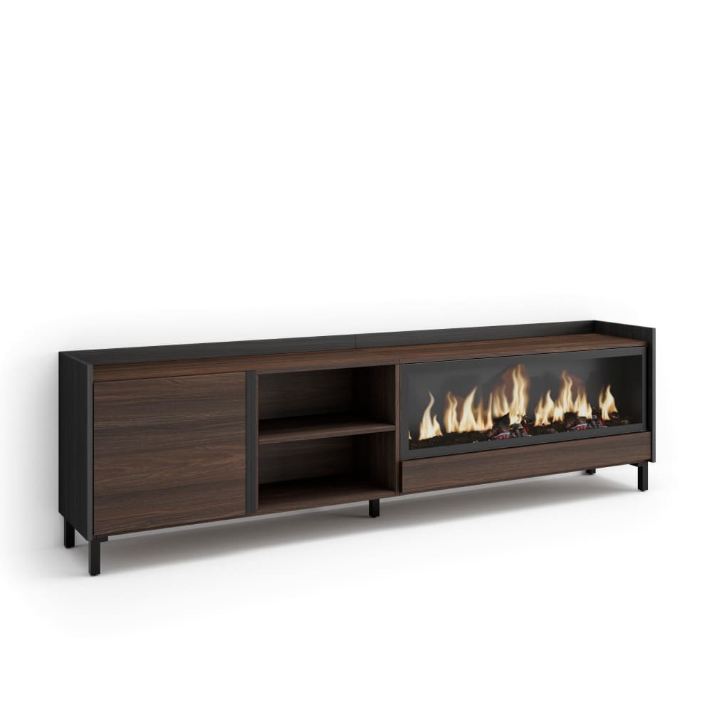 wohnli-moebel-suche-M26043414 Wohnli Möbelsuche - TV-Möbel Holzeffekt eiche schwarz 212x35x61cm Kamin mit Feuereffekt