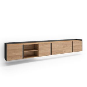 Wohnli Möbelsuche - TV-Möbel Holzeffekt eiche und schwarz 309x35x50cm Hängend