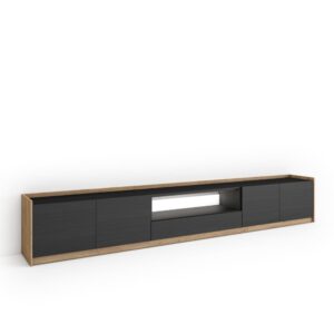 Wohnli Möbelsuche - TV-Möbel Holzeffekt schwarz und eiche 310x37x50cm mit Led