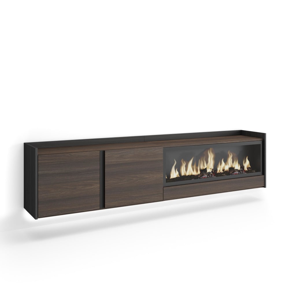 wohnli-moebel-suche-M26043420 Wohnli Möbelsuche - TV-Möbel Holzeffekt eiche schwarz 212x35x50cm Kamin mit Feuereffekt