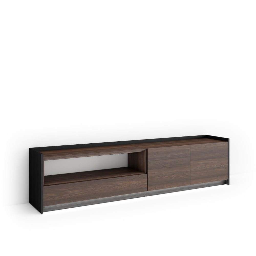 wohnli-moebel-suche-M26043424 Wohnli Möbelsuche - TV-Möbel Holzeffekt dunkler eiche und schwarz 207x37x50cm mit Led