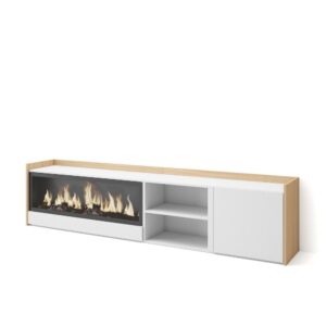 wohnli-moebel-suche-M26043426 Wohnli Möbelsuche - TV-Möbel Holzeffekt weiß und eiche 212x35x50cm Kamin mit Feuereffekt