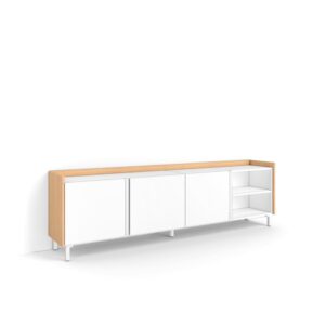 Wohnli Möbelsuche - TV-Möbel Holzeffekt weiß und eiche 207x35x61cm mit Beinen