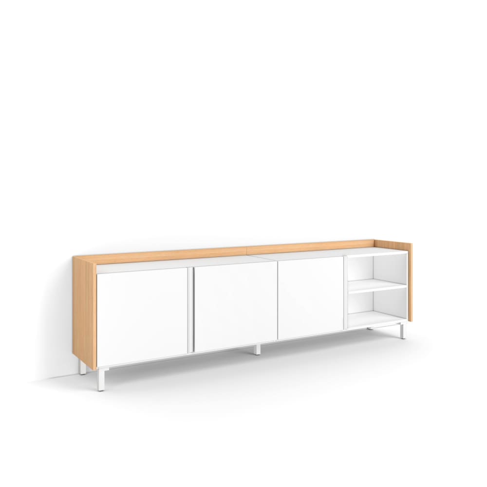 Wohnli Möbelsuche - TV-Möbel Holzeffekt weiß und eiche 207x35x61cm mit Beinen
